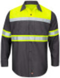 Red Kap Men's Hi-vis Ls Colorblock Ripstop Work Shirt-Type O, Class 1