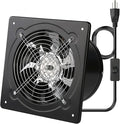 8 Inch Exhaust Fan Metal Ventilation Fan With Switch Window And Wall Mounted Extractor Warehouse Fan With Check Valve For Kitchen, Attic, Garage(Black)