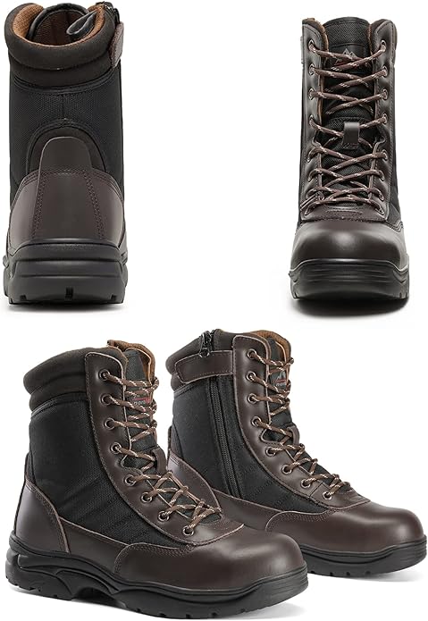 NORTIV 8 Steel Toe Boots for Men Safety Industrial & Construction Military Work Boots Slip Resistant ASTM F2413-18, TROOPER-STL