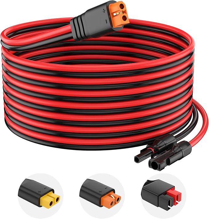 Solar to XT60i Extension Cable 12AWG 90FT XT60i Female Connector for RV Foldable Solar Panel, Portable Power Station, Solar Generator (90FT)
