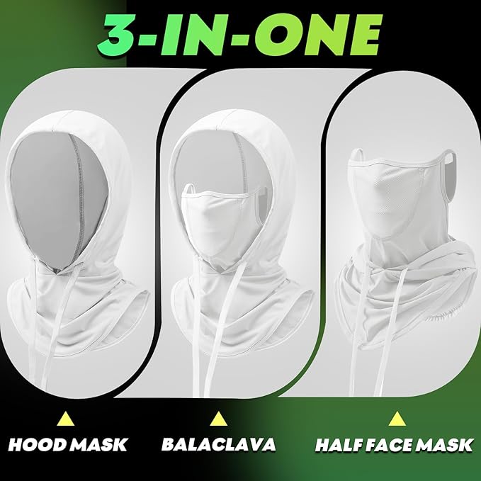 3 in 1 Summer Cooling Balaclava Hood Face Mask with Ear Loops Men Women Sun UV Protection Breathable Full Head Cover