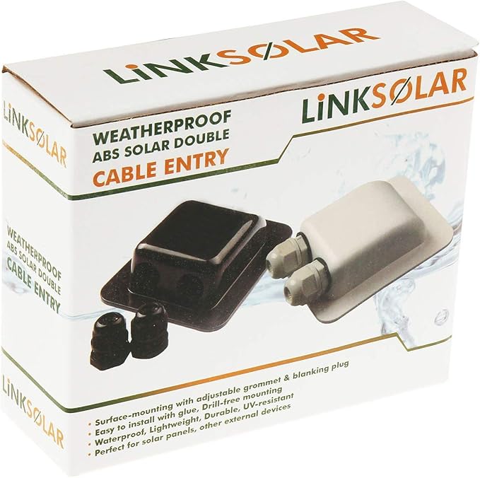 Weatherproof ABS Solar Double Cable Entry Gland for All Cable Types 2mm² to 6mm² for Solar Project on Rv, Campervan, Boat