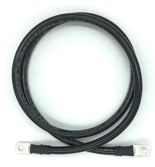 End Game 2 AWG Gauge Marine Grade Battery Cables, Made in USA, Fully Assembled with Heavy Duty Tinned Lugs, 1ft-15ft Lengths Available (Single Black, 6ft - 3/8” Lugs)