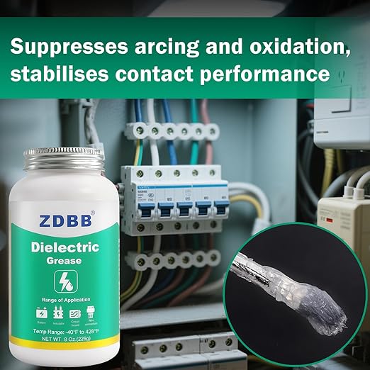 Dielectric Grease for Automotive Electrical Connectors, Electric Silicone Paste with a Brush, Di Electric Grease Spark Plug, Battery Terminal, Wiring, Marine Against Salt Corrosion 8 oz (1pcs)