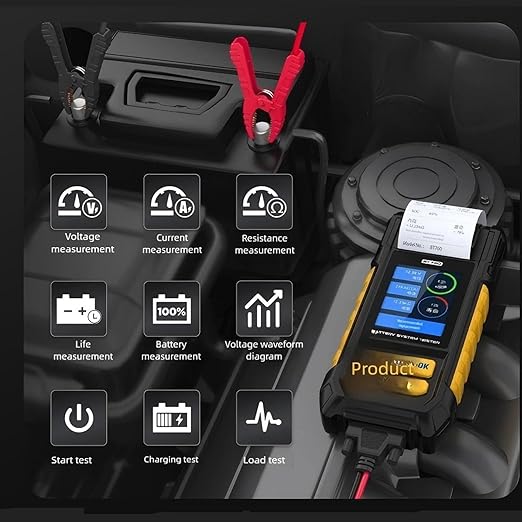 Keenso 12V Car Conductance Battery Tester,Auto Battery Analyzer with Built-in Printer for Truck Marine Motorcycle SUV Boat