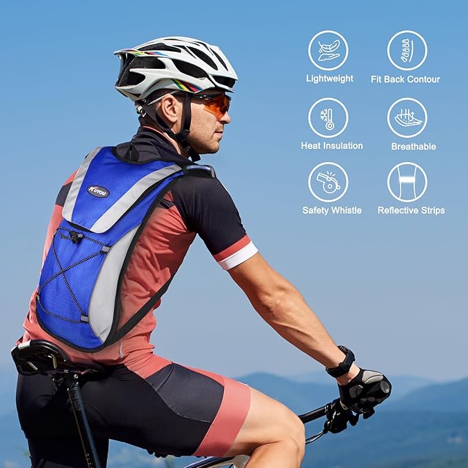 KUYOU Running Hydration Vest - Lightweight Insulated Hydration Backpack with 2L Water Bladder, Adjustable Chest Straps and Reflective Water Backpack for Running Marathon Race Hiking Cycling