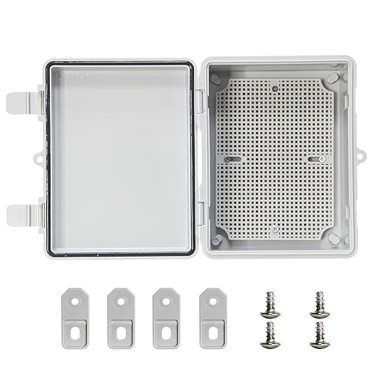 Outdoor Electrical Junction Box Waterproof ABS Plastic Electrical Box with Latch with Mounting Plate Gray Cover 8.6"x6.6"x4.3"