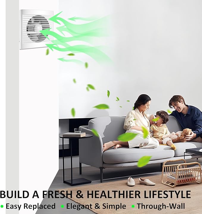 4" Exhaust Fan, 55CFM 12W Small Window Wall Mount Vent Extractor Fan for Kitchen Bathroom Workshop Garage (US Cord)