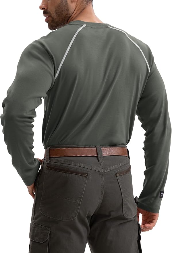 WORKWEYA FR Shirts Flame Resistant Shirt 6.5oz Men's NFPA 2112/CAT2 Long Sleeve Shirt