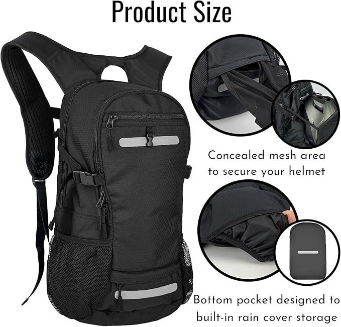 Zavothy 20L Multipurpose Hiking Backpack with 3L Water Bladder – Durable Hydration Backpack with Insulated Bladder Compartment, Hidden Helmet Holder & Rain Cover – for Hiking, Commuting, and Camping
