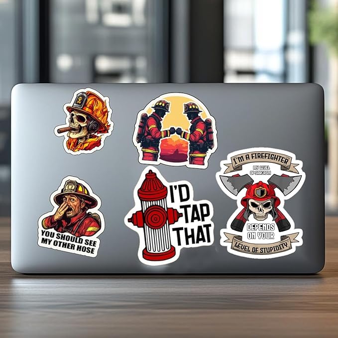 1step2dream Funny Firefighter Sticker | Humor and Witty Decals for Fire Fighter,Fire Rescue Stickers for Laptop,Water Bottles,Helmet – Gift for Firefighter,Adults,Women
