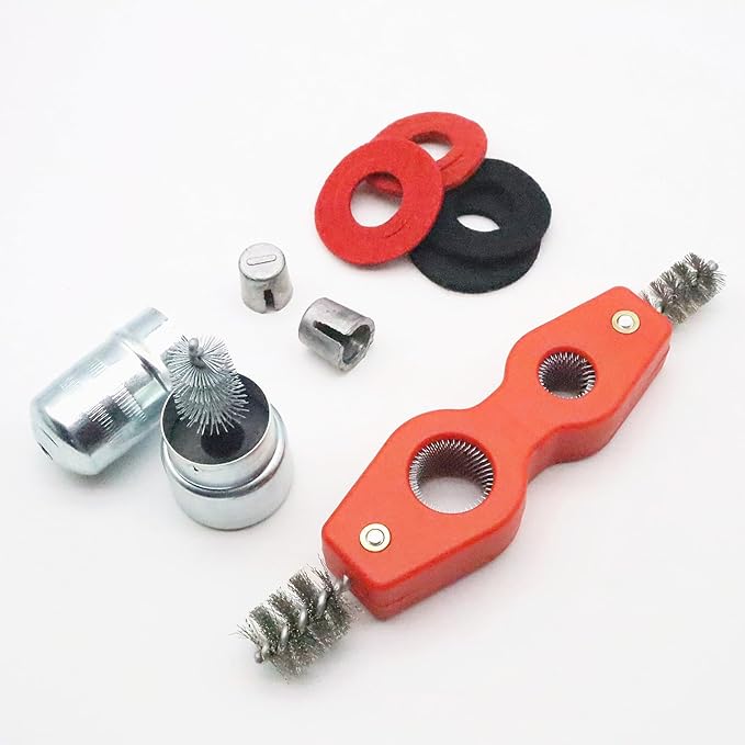 8pcs Set Battery Terminal Cleaner Kit, 4 in 1 Copper Pipe Cleaner & Battery Terminal Brush & 4pcs Fiber Washers & 2pcs Lead Shims