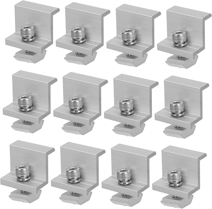 12pcs Metal Solar Panel Bracket Clips Edge Pressure Blocks Support Easy Installation for Outdoor Versatile Clamp for Applications