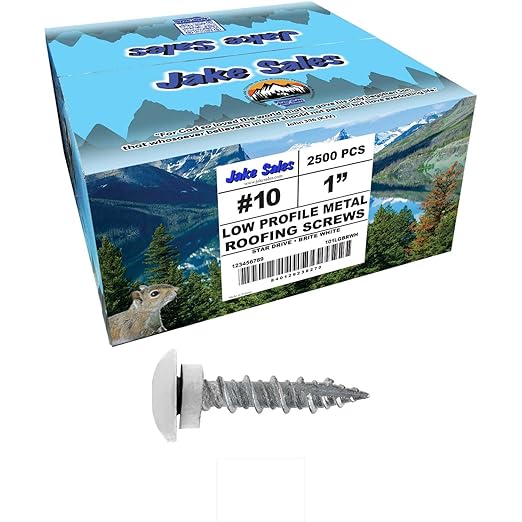10 x 1 Brite White - Low Profile Star Head Roofing Screws - HI-LO Thread - Metal to Wood - T25 Torx Drive Head - EPDM Washer. 10 X 250 Bags - 2,500 Screws