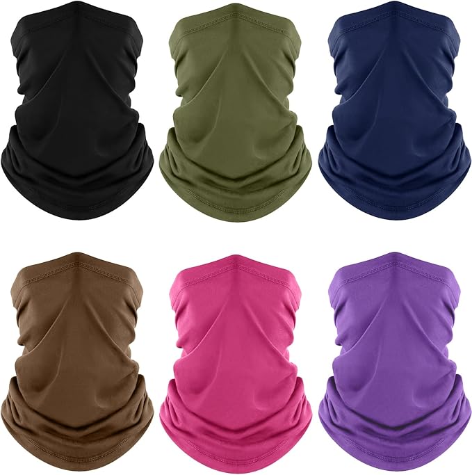 Fuinloth Neck Gaiter, 6 Pack Cooling UV Protection Bandana Face Mask Gator Scarf for Men Women