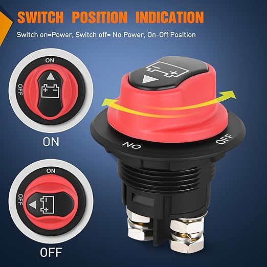 Nilight Battery Disconnect Switch 100A Master Disconnect Isolator 12V-48V On Off Power Cutoff Switch Waterproof Heavy Duty for Marine Boat Car RV ATV UTV Yacht, 2 Years Warranty
