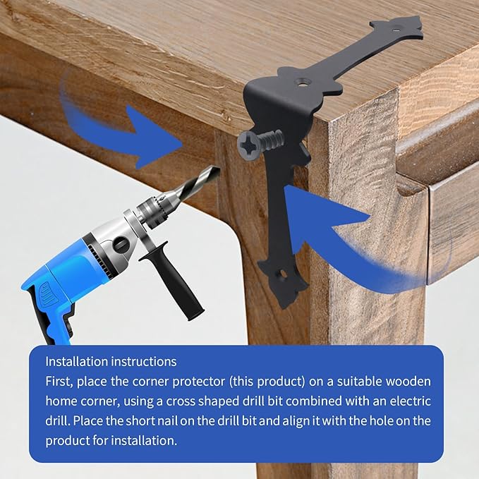 Corner Protector, 4 Inches Furniture Corner Guards Corner Bracket Metal Embellishments with Wood Funiture Decorative Metal Rustic Hardware for Home Edge Corner Hardware Accessories (8)