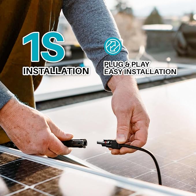 Solar Panel Connector 2 to 1 Y Branch Parallel Adapter, 30A 1000V 10AWG Tool-Free IP68 Waterproof Cable for Solar Panels (Y Branch, 2to1(1Pairs))