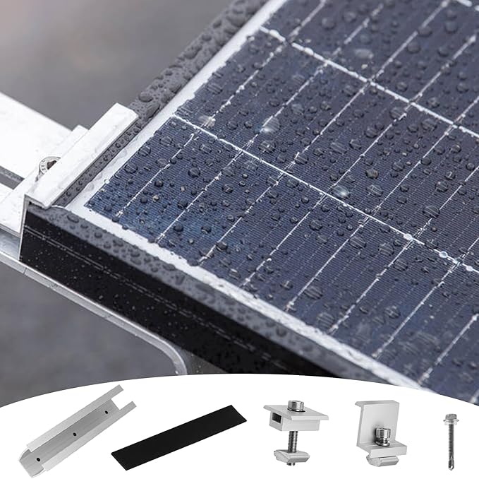 Solar Panel Mount Z Brackets - Lightweight Aluminum 20CM for Trapezoidal Plate Flat Roof Mounting Photovoltaic Accessory Kit (6 Pieces)