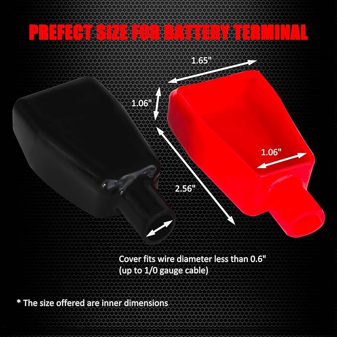 Ampper Top Post Flexible Battery Terminal Cover, Battery Terminal Clamp Insulator Protector W/Washers for Car, Vehicle, RV and Boat (Large, 4 Sets)