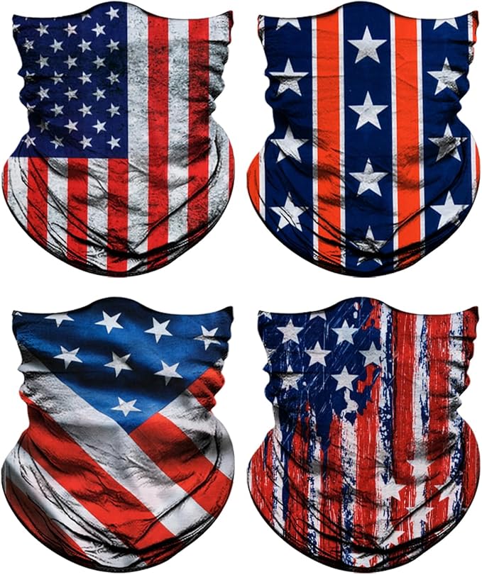 4Pack Neck Gaiter for Men Women Face Cover Mask Head Wrap Balaclava Headwear Bandana Headband Magic Scarf