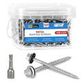Metal Roofing Screws #10×2-1/2Inch, 500-PCS, Hex Head Rustpert Coating Sheet Metal to Wood Siding Screw with EPDM Rubber Washer, Sharp Point, Hex Socket Included