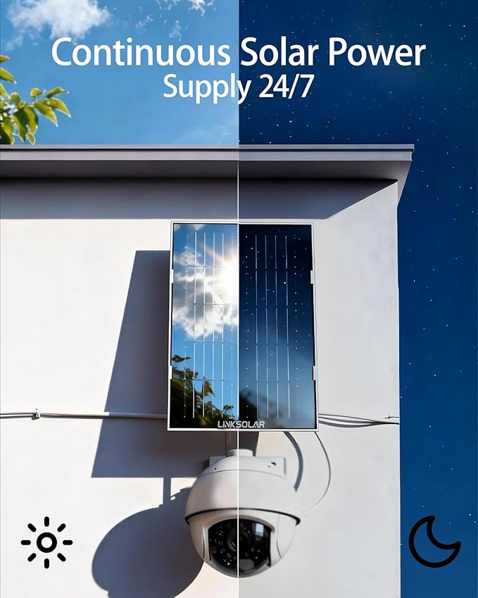 Dual 5W Solar Panels for Ring Camera, All-in-1 Glass Solar Charger for Outdoor Stick Up Battery Home Security Camera, Micro USB, DC Input, USB-C Port, 9.8ft Cable, 360°Adjustable Bracket