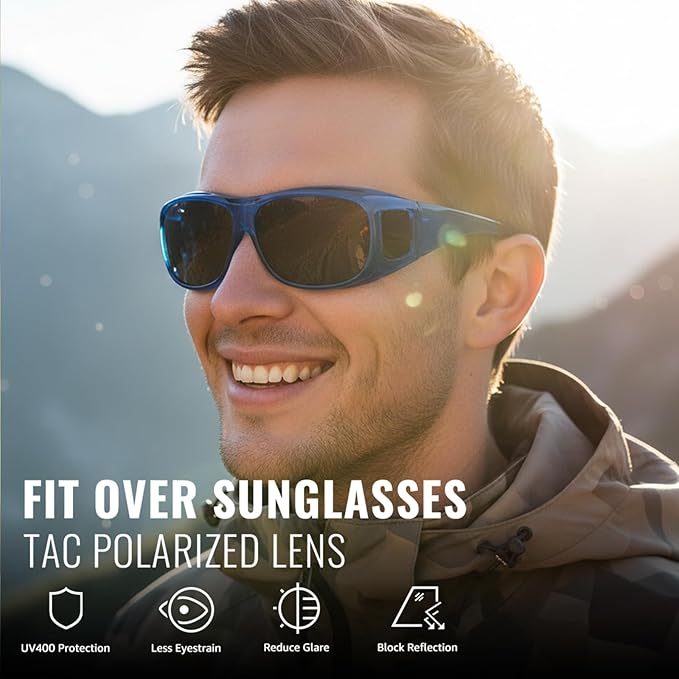 Myiaur Fit Over Glasses Sunglasses for Men Women， Polarized UV400 Protection, Anti-Glare for Driving & Outdoor Activities