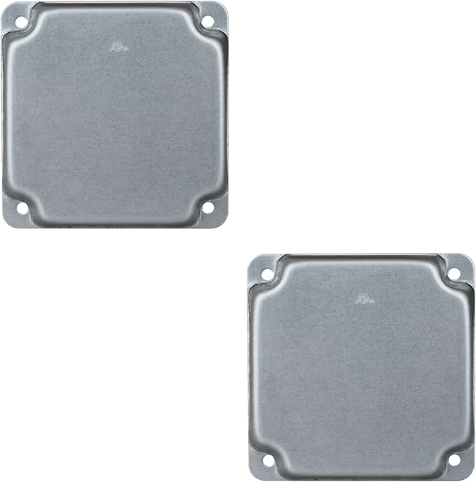 4 Inch No Hole Electrical Box Square Exposed Work Cover, Electrical Box Junction Box Cover for 4 x 4 Inch Metal Receptacle Electrical Box（pack of 2)
