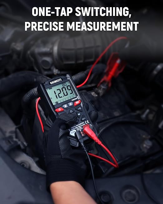 KAIWEETS KM200P Digital Multimeter, All Button Operation, TRMS Auto Ranging, 4000 Counts, NCV, Voltmeter Ohmmeter, Fast & Accurate Measure AC/DC Voltage, Resistance, Continuity, Capacitance