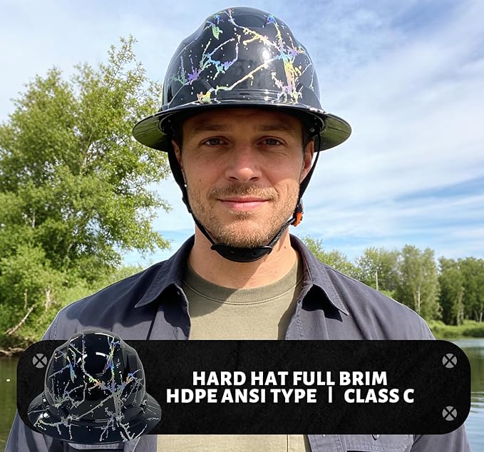 Hard Hat Full Brim Hardhats Safety Helmet Hydro Dipping HDPE ANSI Type Ⅰ Class C Certified ANSI Z89.1 Construction Work Industrial Vented