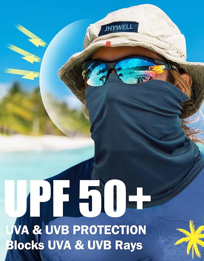 JHYWELL Cooling Neck Gaiter Face Mask, UV Protection Masks Gator, Windproof Bandana for Skiing, Fishing, Hiking, Cycling
