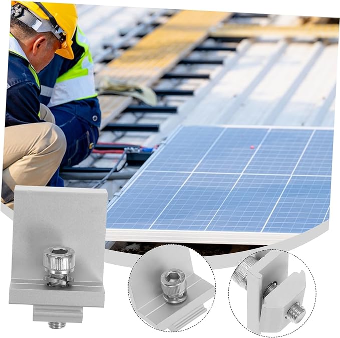 KESYOO 12Pcs Solar Panel Rack Clips Durable Fixed Clamp for Reliable Solar Panel Mounting Easy Installation Mid and End Support Bracket for Outdoor Use