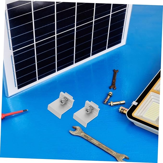 balacoo 12pcs Metal Solar Panel Bracket Clips and Easy to Install Solar Panel Rack Clips for Household and Outdoor Use Compatible Various Photovoltaic Systems