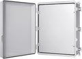 Junction Box, IP67 Waterproof Plastic Enclosure for Electrical Project, Hinged Grey Cover, Includes Mounting Plate and Wall Bracket (Grey Cover with Inner Door, 20"×16.1"×7.9")