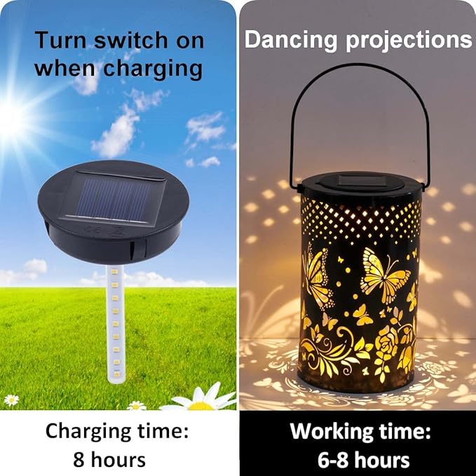 Solar-Lantern Waterproof Lights Replacement Top - Garden Decor Outdoor Lighting Decorative Patio Lighting Solar Replacement Top… (3.15 inch Dancing_2pack)