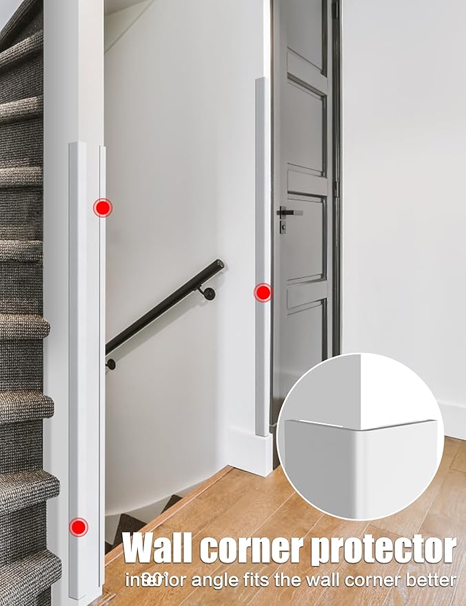‎Frychee Wall Corner Protector, Walls Edge Protector，Self-Adhesive Wall Corner Guards,PVC Double Side Edge Protector， Furniture Stairs Guard (6, 2.5x120cm/0.98x47.2in)