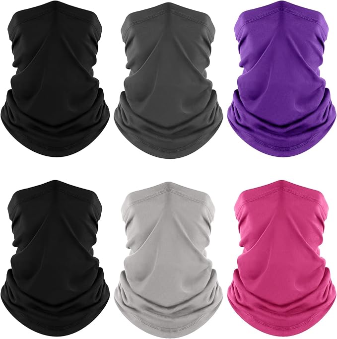 Fuinloth Neck Gaiter, 6 Pack Cooling UV Protection Bandana Face Mask Gator Scarf for Men Women