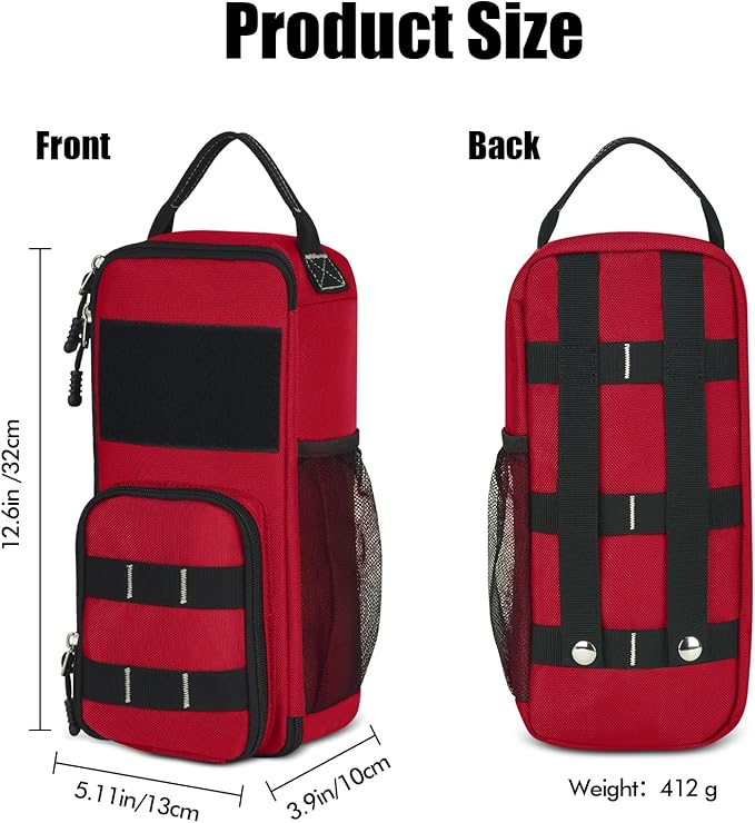 LAKE OF FIRE 12.6" Small Tool Bag Pouch for Men with Multiple Pockets, Waterproof Heavy Duty Tool Bag Organizer with Zipper and Portable Handle (Red)