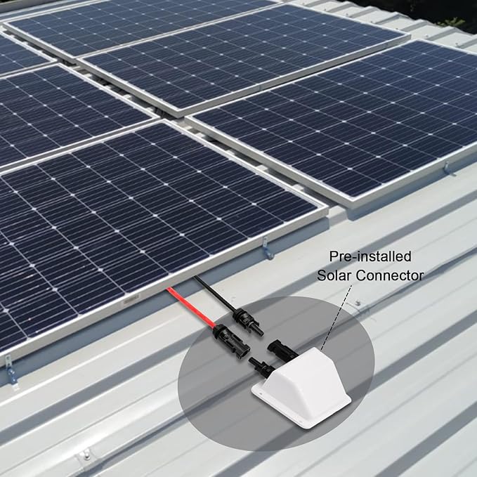 Solar Cable Entry Gland with 10AWG 3.28Ft Solar Extension Cable, UV Resistance, Waterproof Solar Junction Box for RV, Boat, Campe, Van(White)