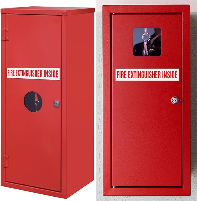 T&R Fire Extinguisher Inside Sign Stickers - 10 Pack - 9" x 1.7" Self-Adhesive Vinyl Reflective, UV resistant, Waterproof, Fade and Scratch Resistant, Suitable for Vehicles Indoor and Outdoor - White