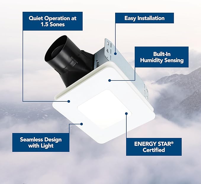 Broan-NuTone® Roomside Series Humidity Sensing Bathroom Exhaust Fan w/LED Light, 80 CFM, ENERGY STAR®