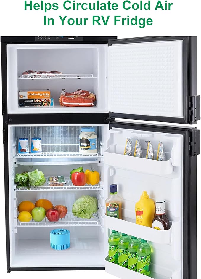 RV Refrigerator Fan, Low Noise, 3000 RPM Motor for Efficient Circulation of Internal RV Fridge Cold Air, Longer Food Preservation Time,Easy On/Off Switch (Excluding Batteries)