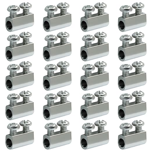 20 Pcs Stainless Steel Wire Rope Cable Clamps, Adjustable Clamp Double Hole Fastener, New Upgrade Fastener(3.0mm Wire Holes)