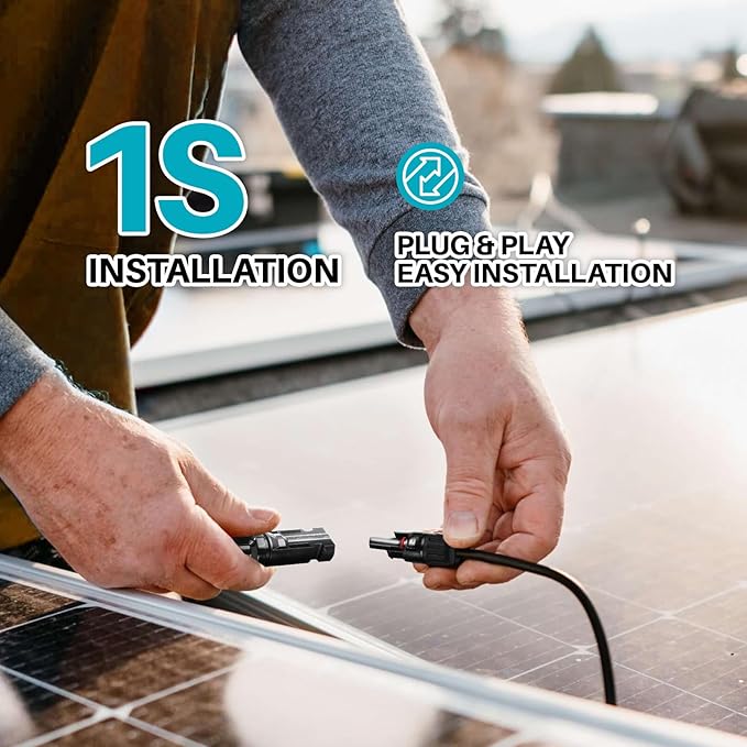 Solar Panel Connector 5 to 1 T Branch Parallel Adapter, 30A 1000V 10AWG Tool-Free IP68 Waterproof Cable for Solar Panels (T Branch, 5to1(1Pairs))
