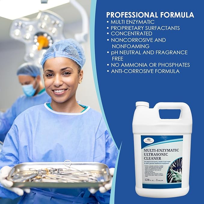 NORTHWEST ENTERPRISES Multi-Enzymatic Ultrasonic Cleaner Solution for Surgical Instrument and Equipment Reprocessing. Concentrated. One Gallon.