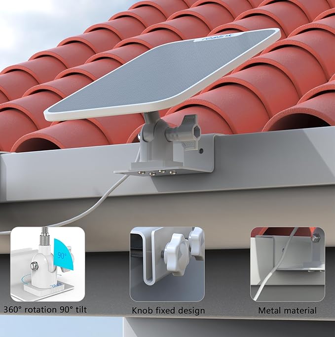 Gutter Mount for Ring Solar Panel, No-Drill Mount for Arlo, Eufy, Reolink Solar Panel for Maximum Sunlight Exposure (White, 2 Pack)