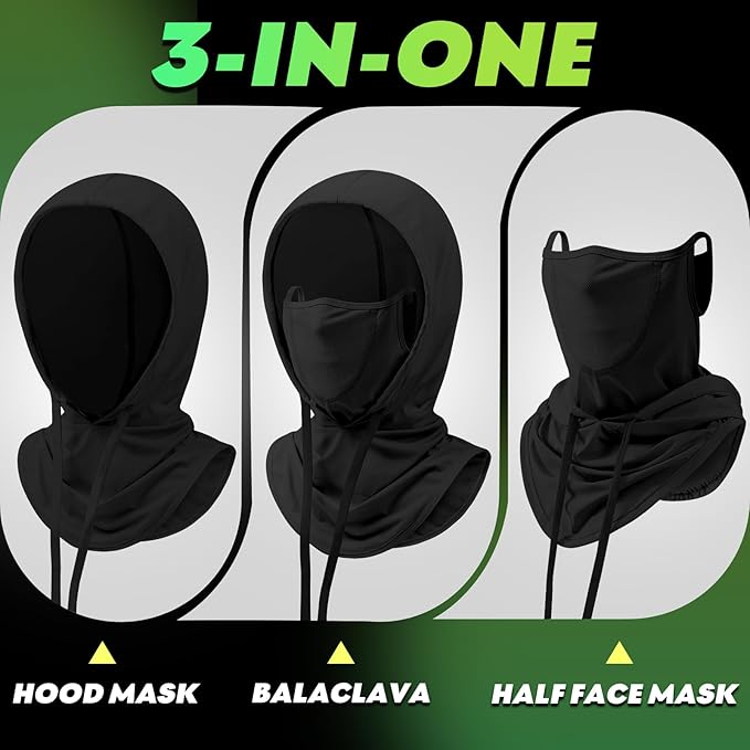 3 in 1 Summer Cooling Balaclava Hood Face Mask with Ear Loops Men Women Sun UV Protection Breathable Full Head Cover