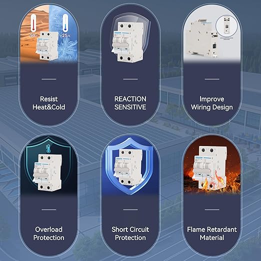 MOLLOM DC 2 Pole Miniature Circuit Breaker, 500V 10Amps, C10 Scene Visualization Custom MCB Thermal Magnetic Trip, 6KA Breaking Capacity DC Disconnect Switch for Solar PV System
