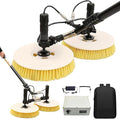 Electric Photovoltaic Panel Cleaning Machine Solar Panel Water Spray Cleaner Brush Handheld Power Photovoltiax Cleaning Rotating Brush Telescopic Pole 11.48-24.61ft Length,5.5m-LithiumBattery